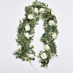 Eucalyptus Rose 190CM Artificial Foliage White GREENERYROSE01,dried artificial flower