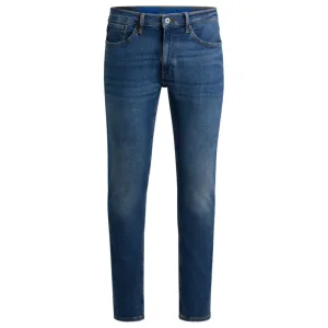Extra-schlanke Jeans in navy stonewashed Stretch-Denim