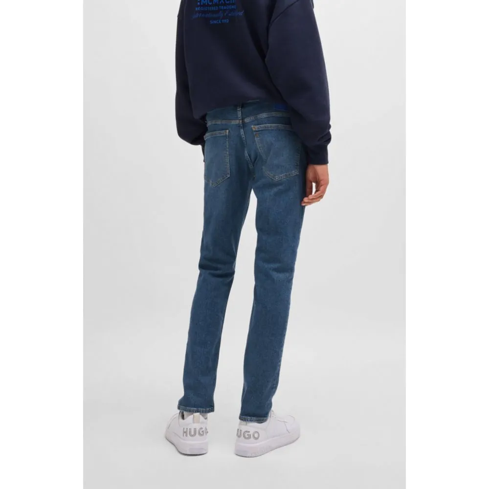 Extra-schlanke Jeans in navy stonewashed Stretch-Denim