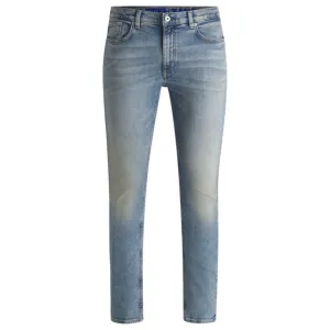 Extra-schlanke Jeans in stonewashed blauem Stretch-Denim