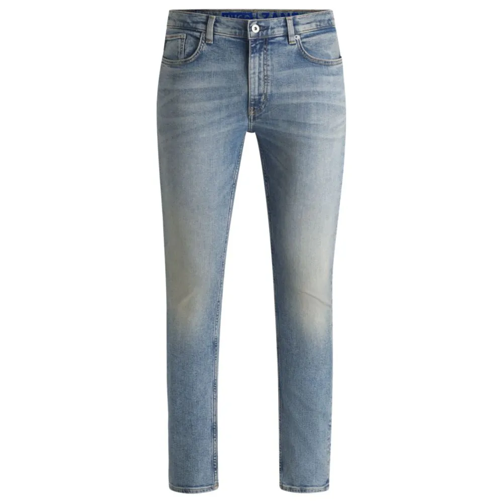 Extra-schlanke Jeans in stonewashed blauem Stretch-Denim