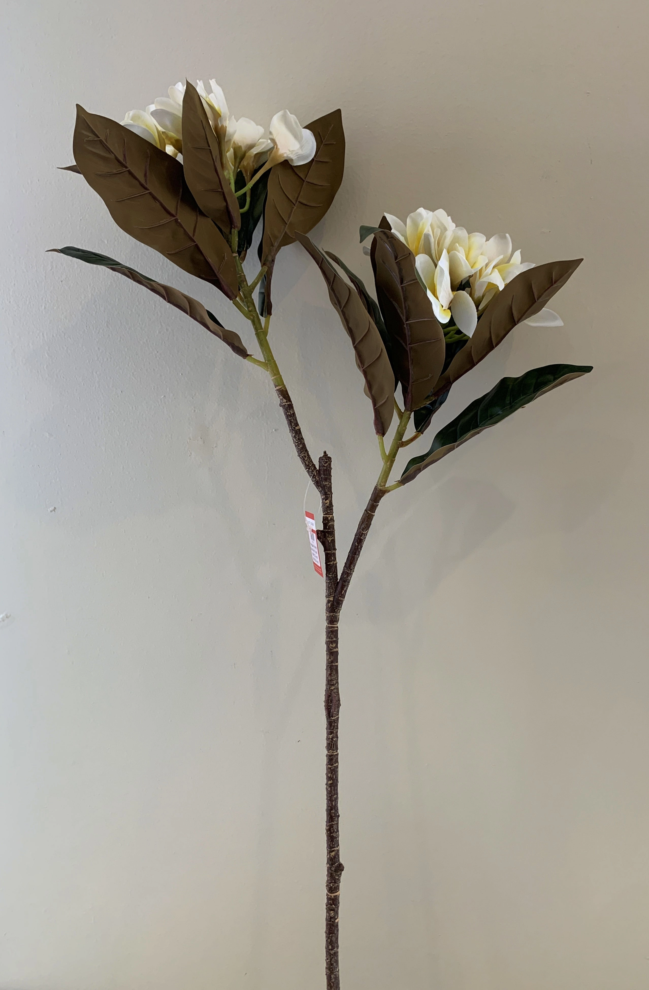 F0310 Frangipani / Plumeria Branch 84cm White with Yellow Centre