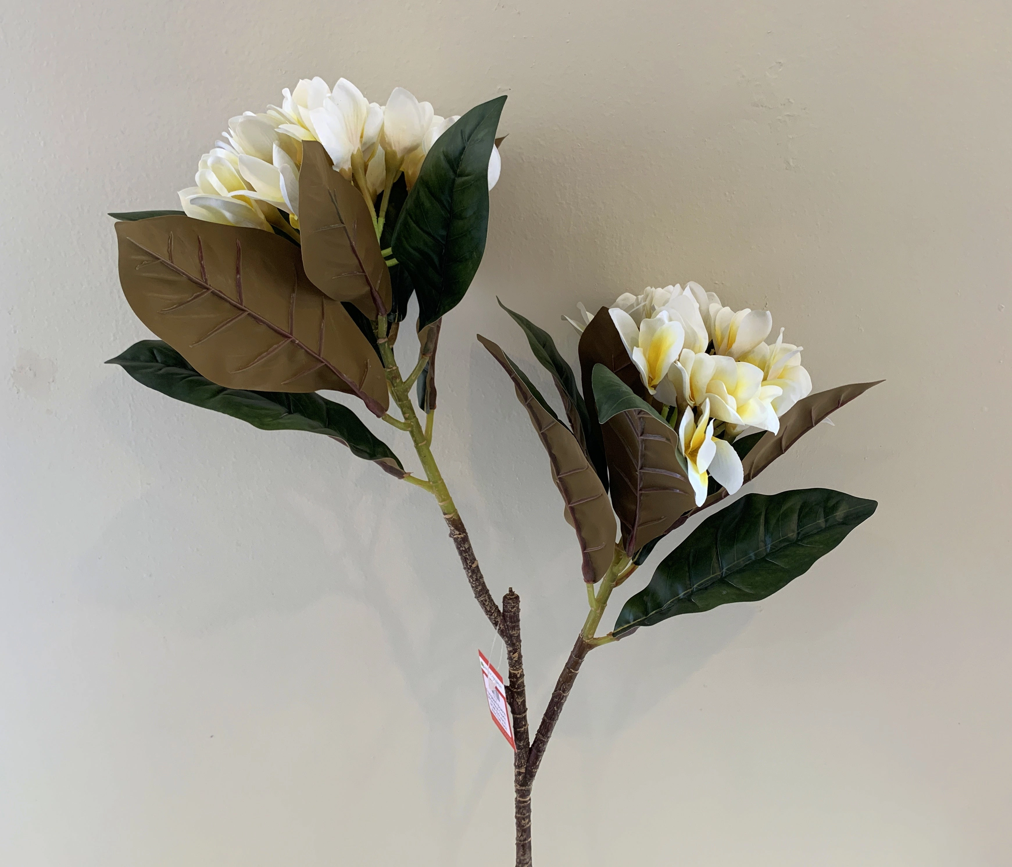 F0310 Frangipani / Plumeria Branch 84cm White with Yellow Centre
