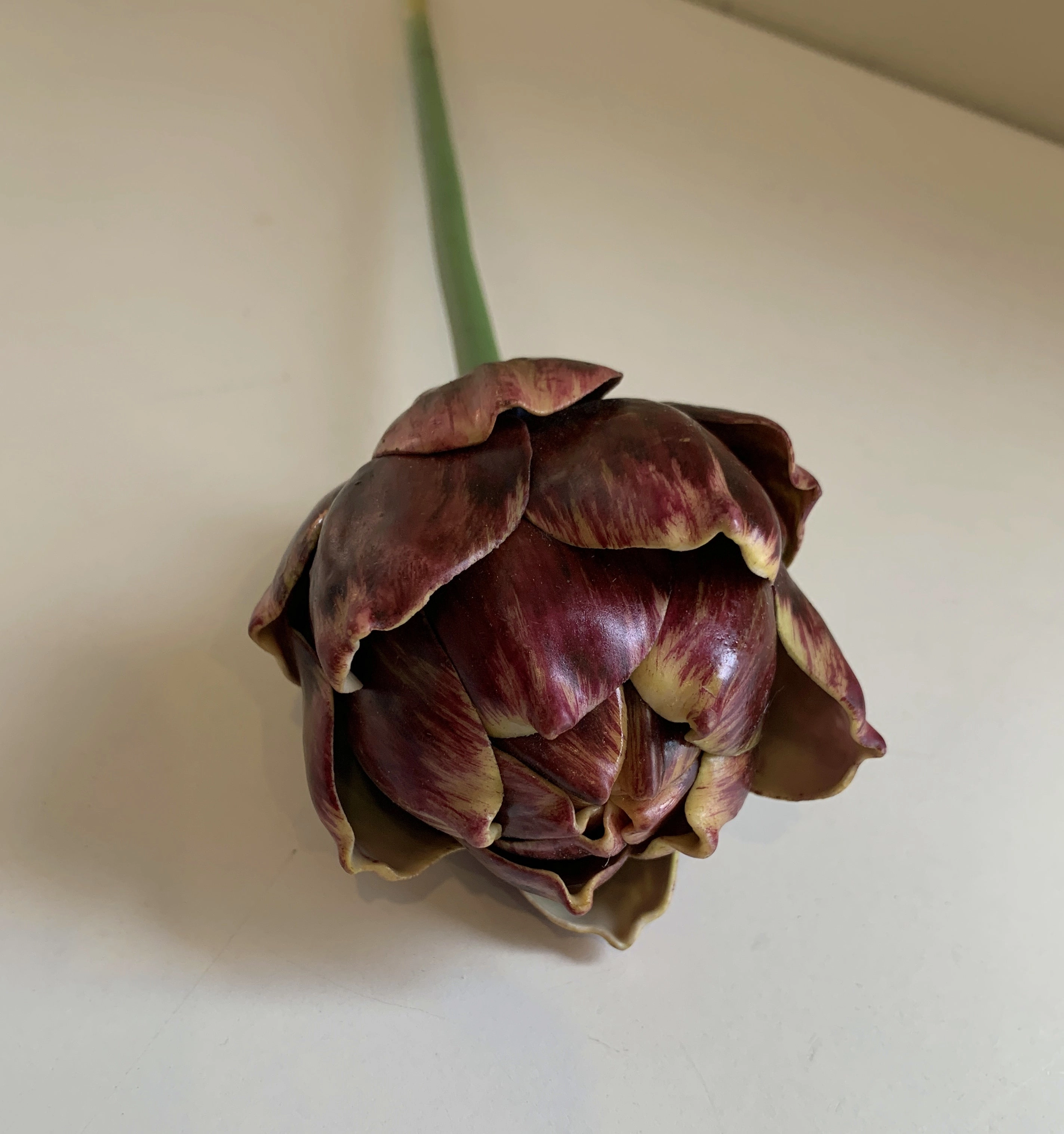 F0313 Artichoke Single Stem 44cm Green / Purple