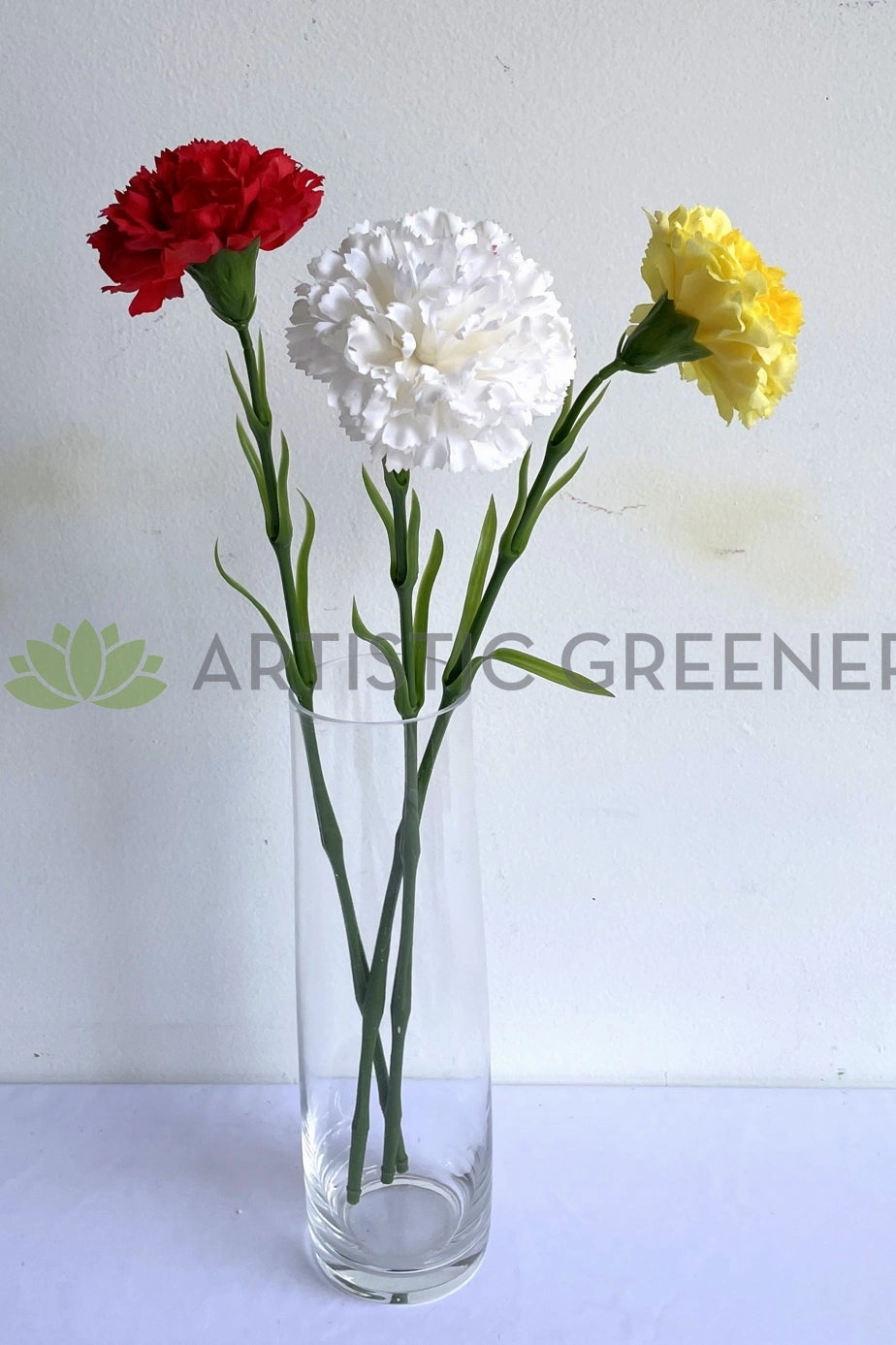 F0386 Single Stem Carnation 50cm Real Touch Quality 3 Colours