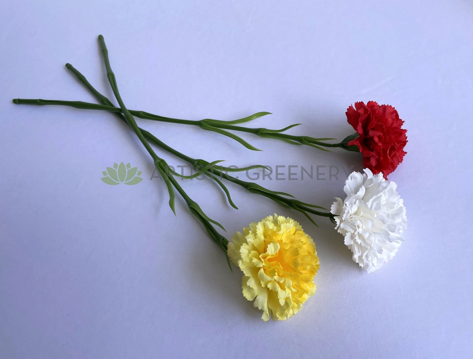 F0386 Single Stem Carnation 50cm Real Touch Quality 3 Colours