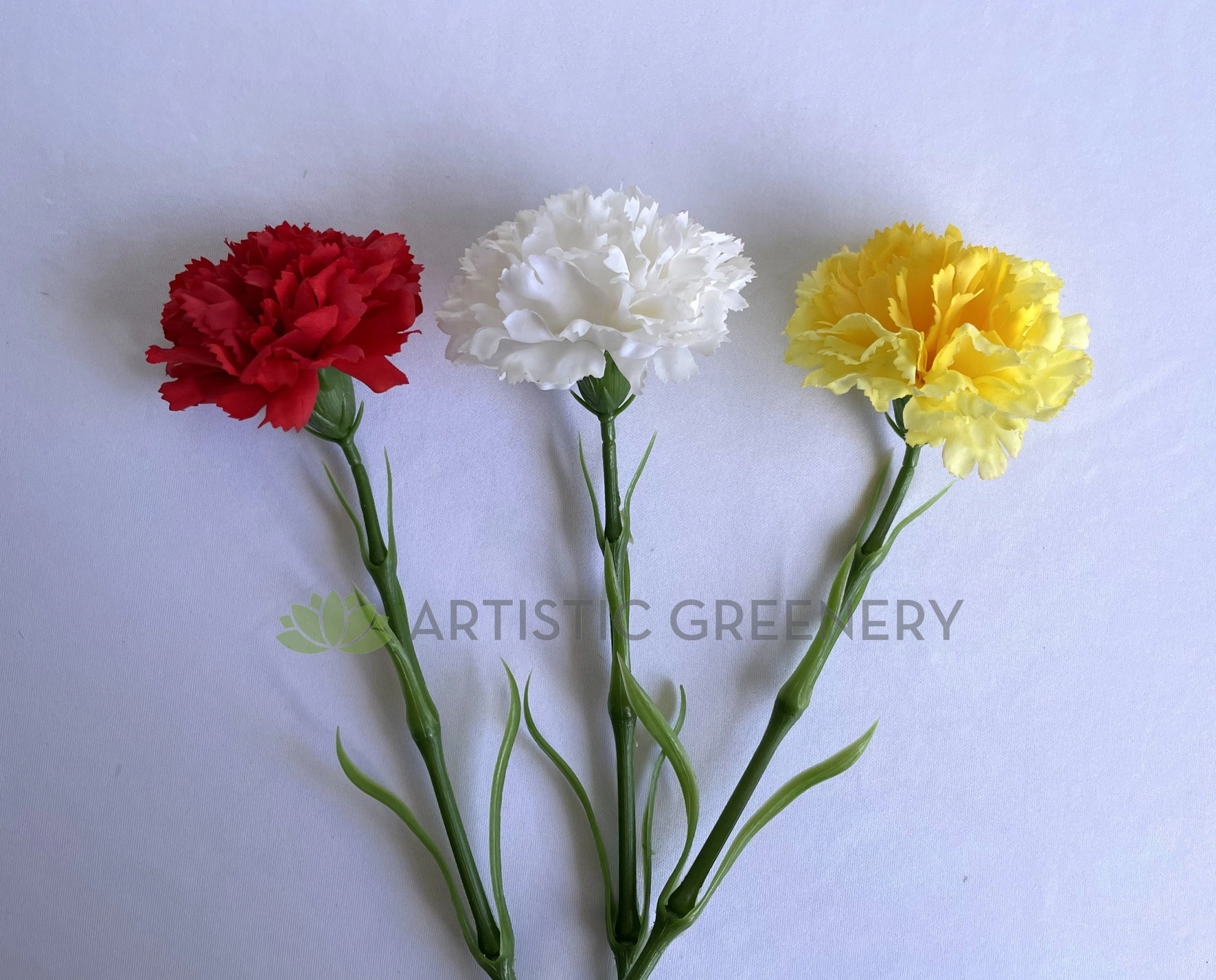 F0386 Single Stem Carnation 50cm Real Touch Quality 3 Colours