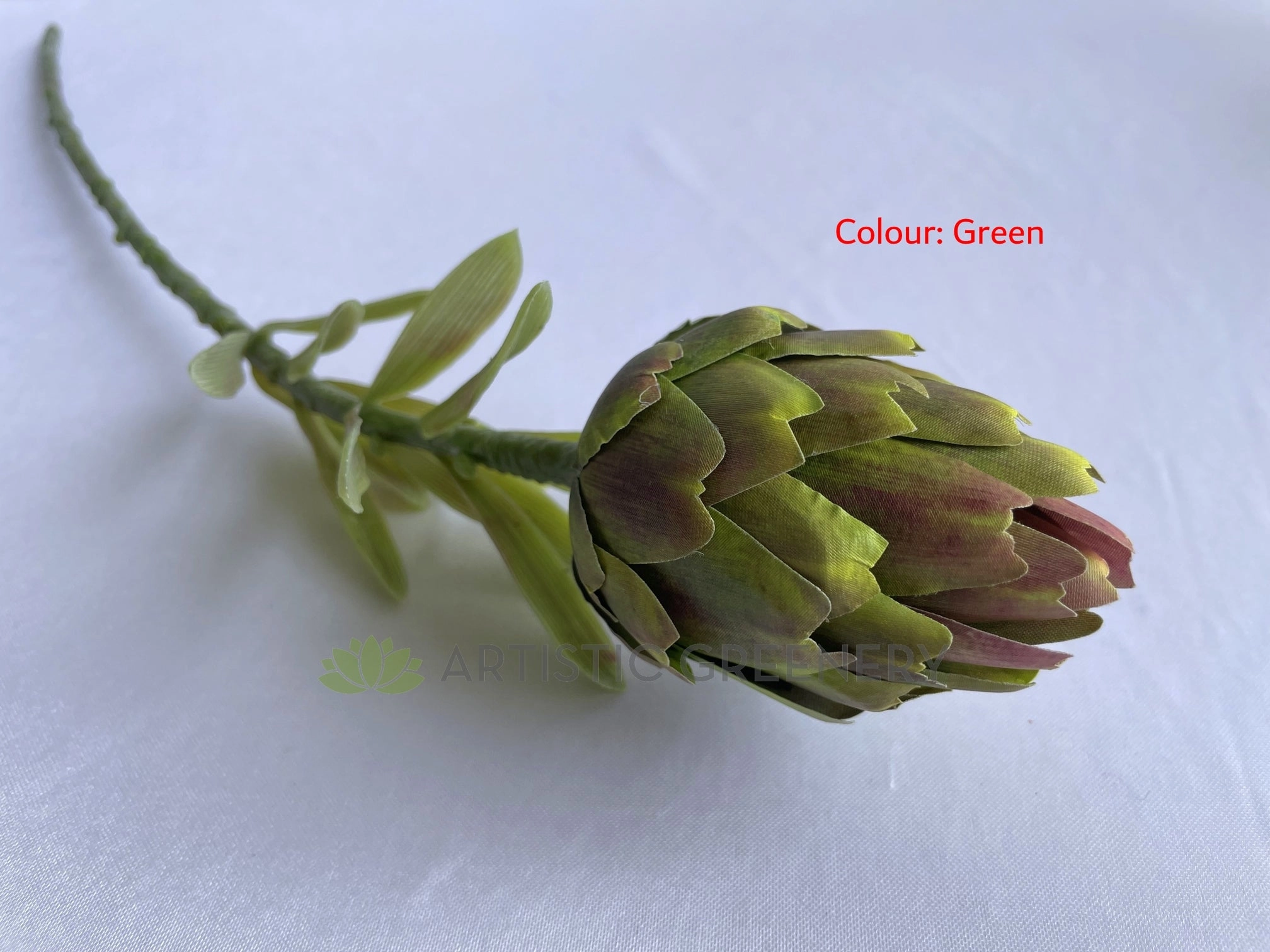 F0410 Artichoke Single Stem 55cm Green / Purple