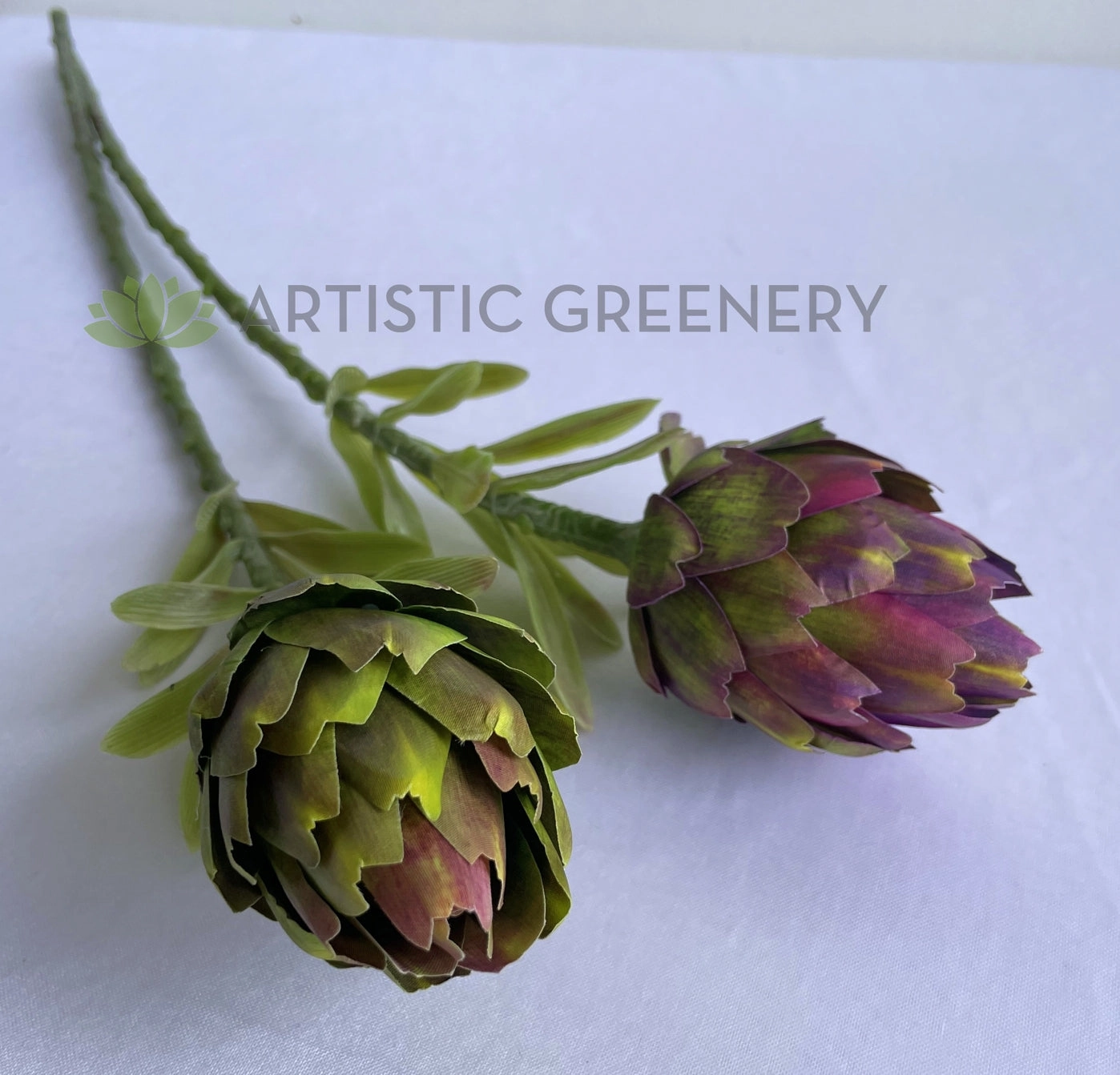F0410 Artichoke Single Stem 55cm Green / Purple