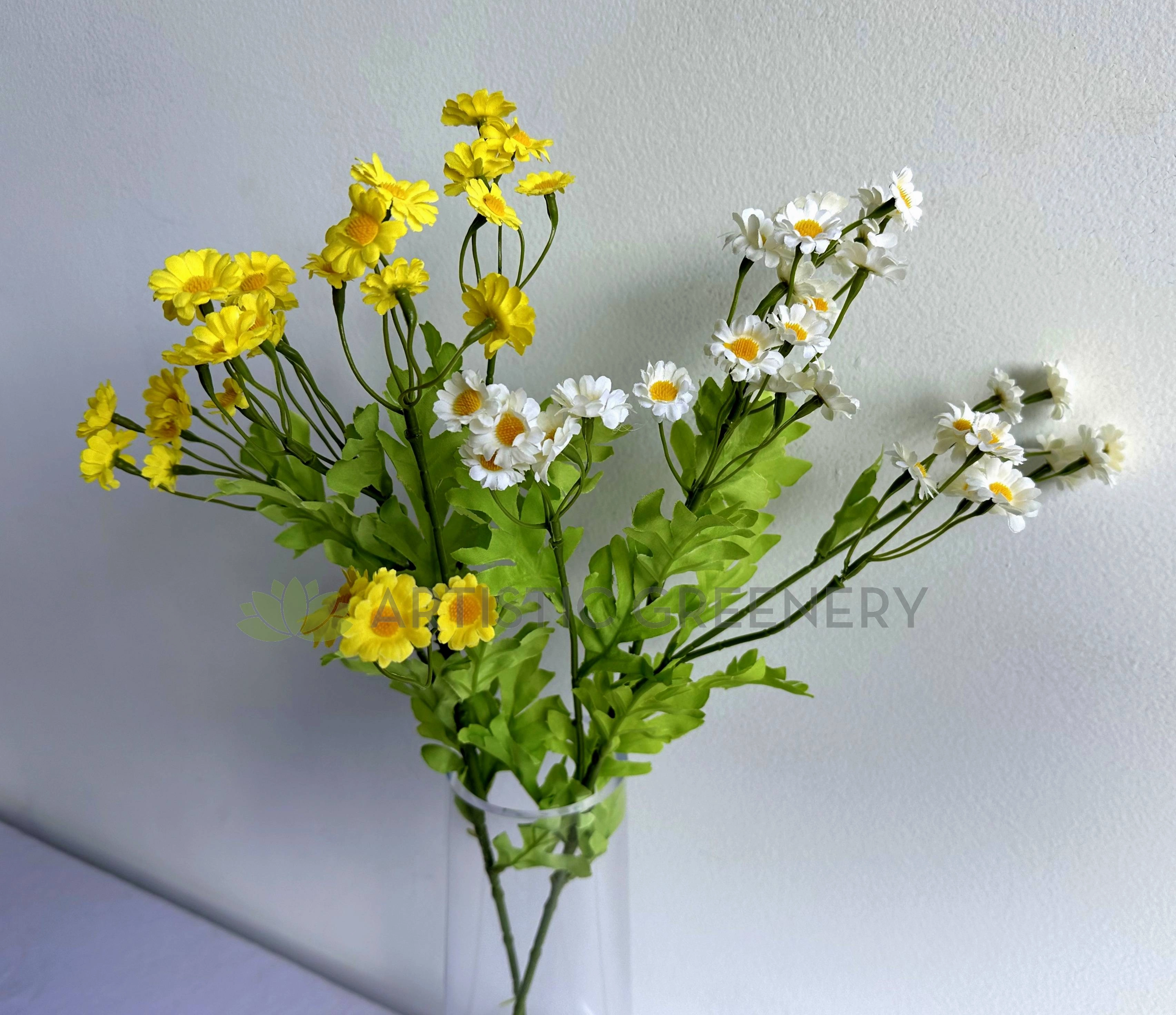 F0438 Chamomile / Daisy Spray 54cm Yellow / White
