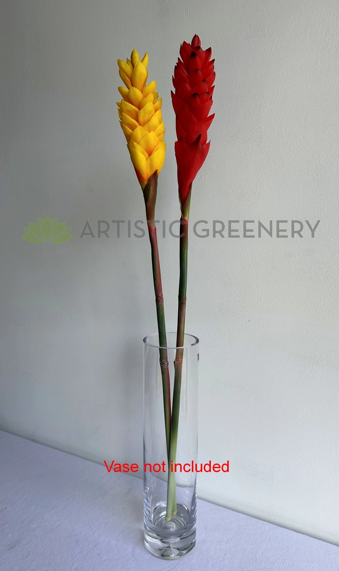 F0440 Aphelandra / Ginger Flower (Bromelia Flowers) 80cm Yellow / Red