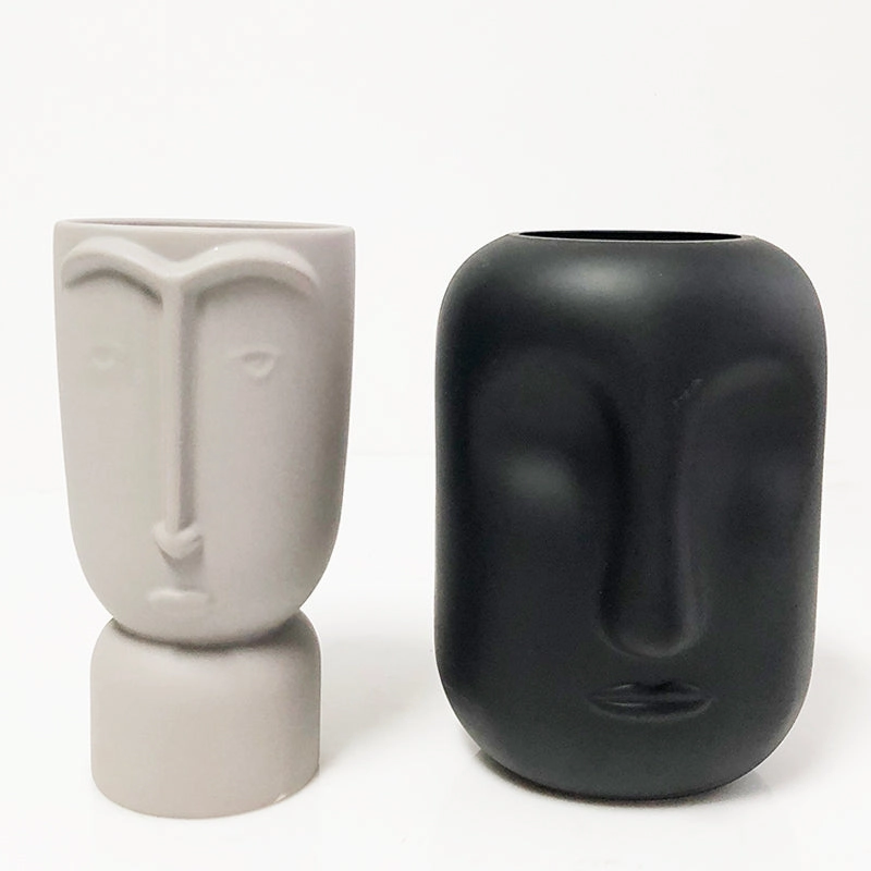Faces Vase Set,hand-painted ceramic vase