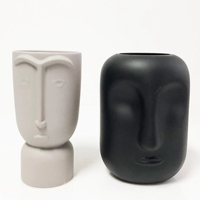 Faces Vase Set,hand-painted ceramic vase