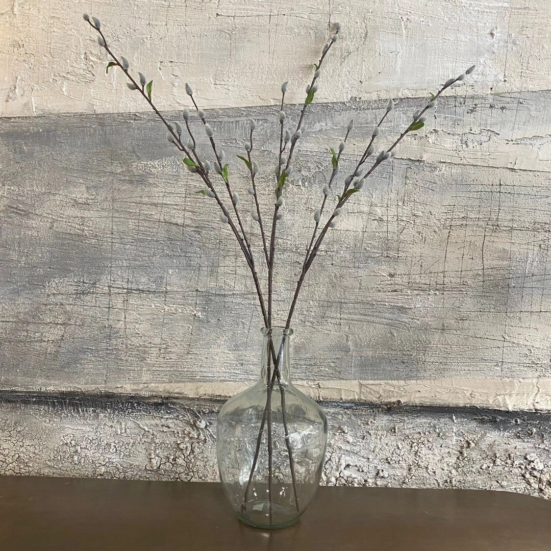 Faux Pussy Willow Stem with Leaves 85cm,dried artificial flower