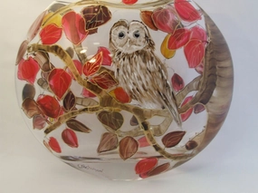 flat oval owl vase,classic table vase