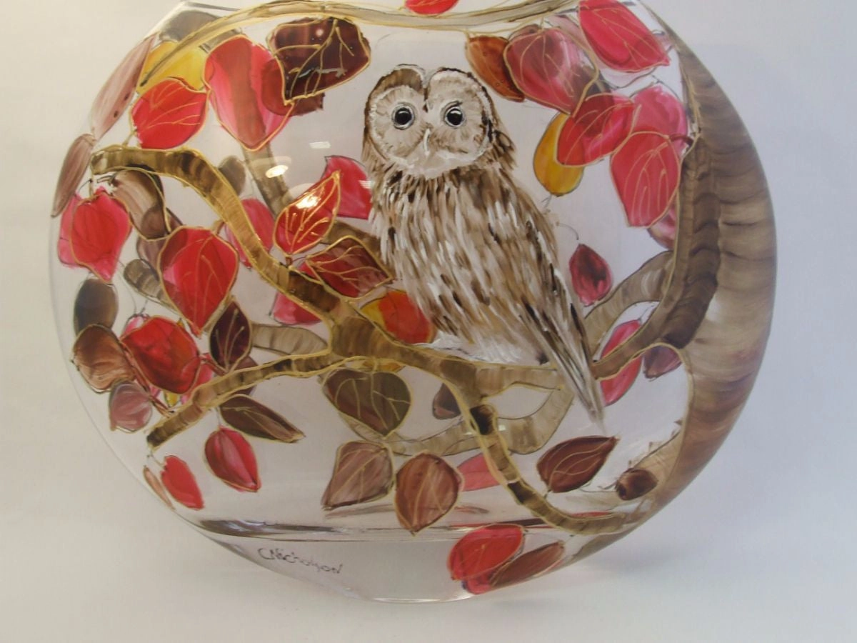flat oval owl vase,classic table vase