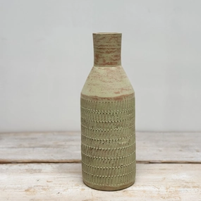 Flen Terracotta Vase - Green 30cm,hand-painted ceramic vase
