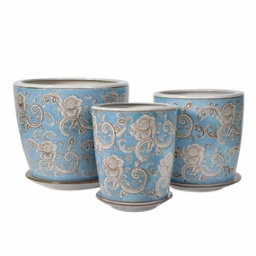 Floral Dream Planter with Saucer,terracotta plant pot