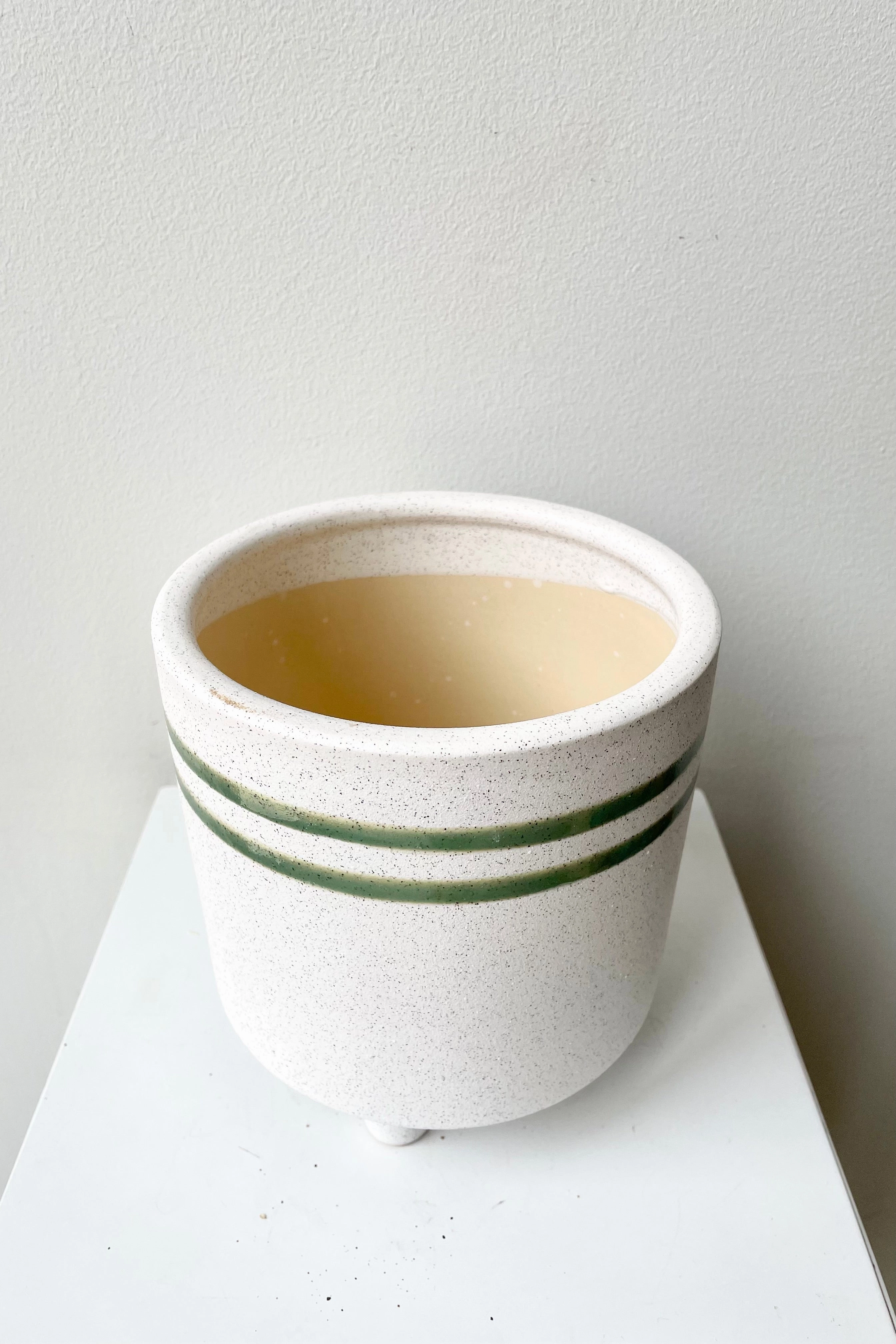 Fluorite Ceramic Cachepot Teal & White Large