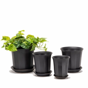 Fluted Matte Black Pot,terracotta plant pot