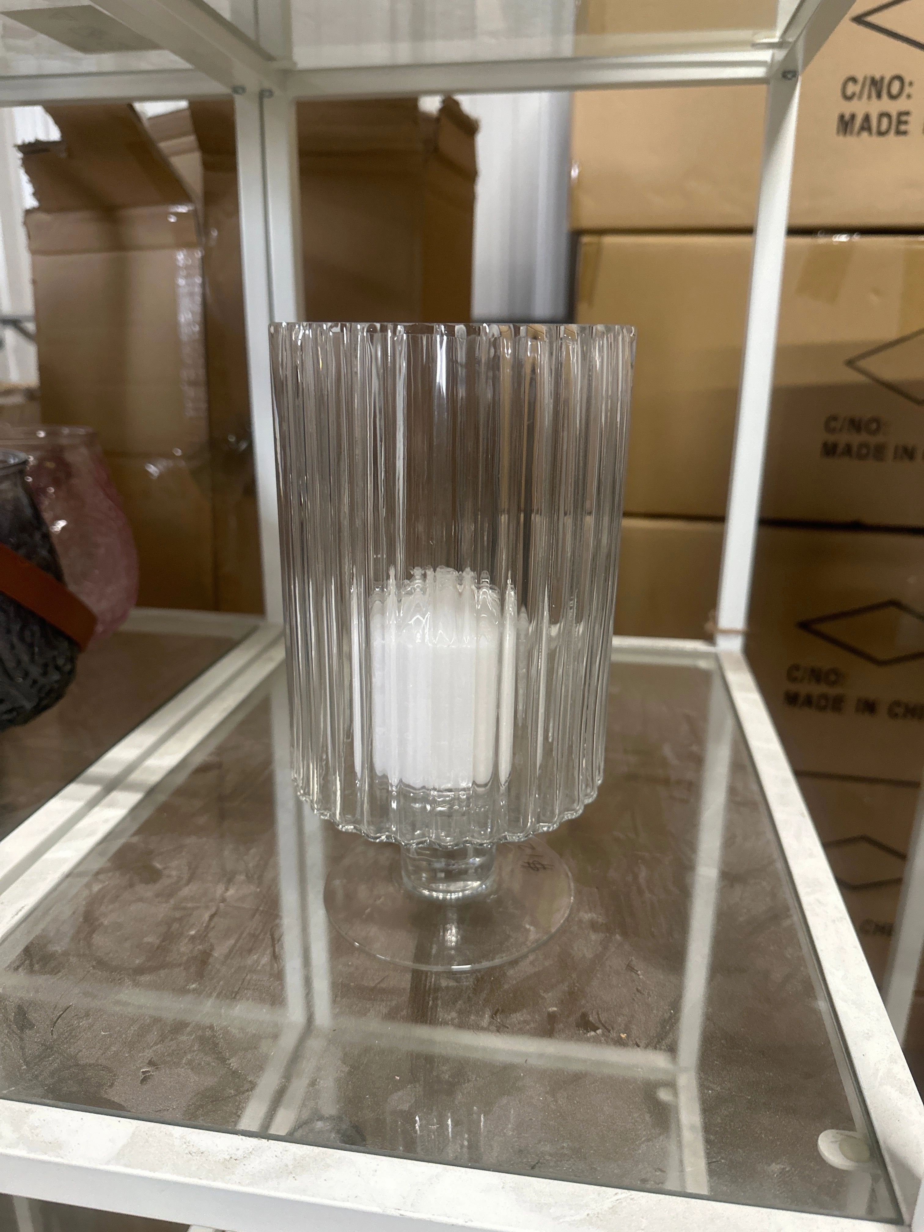Footed Ribbed 9.5 HURRICANE VASE