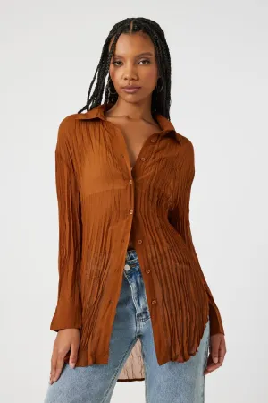 Forever 21 Damen Übergroßes High-Low Hemd aus Crêpe in Braun Forever 21