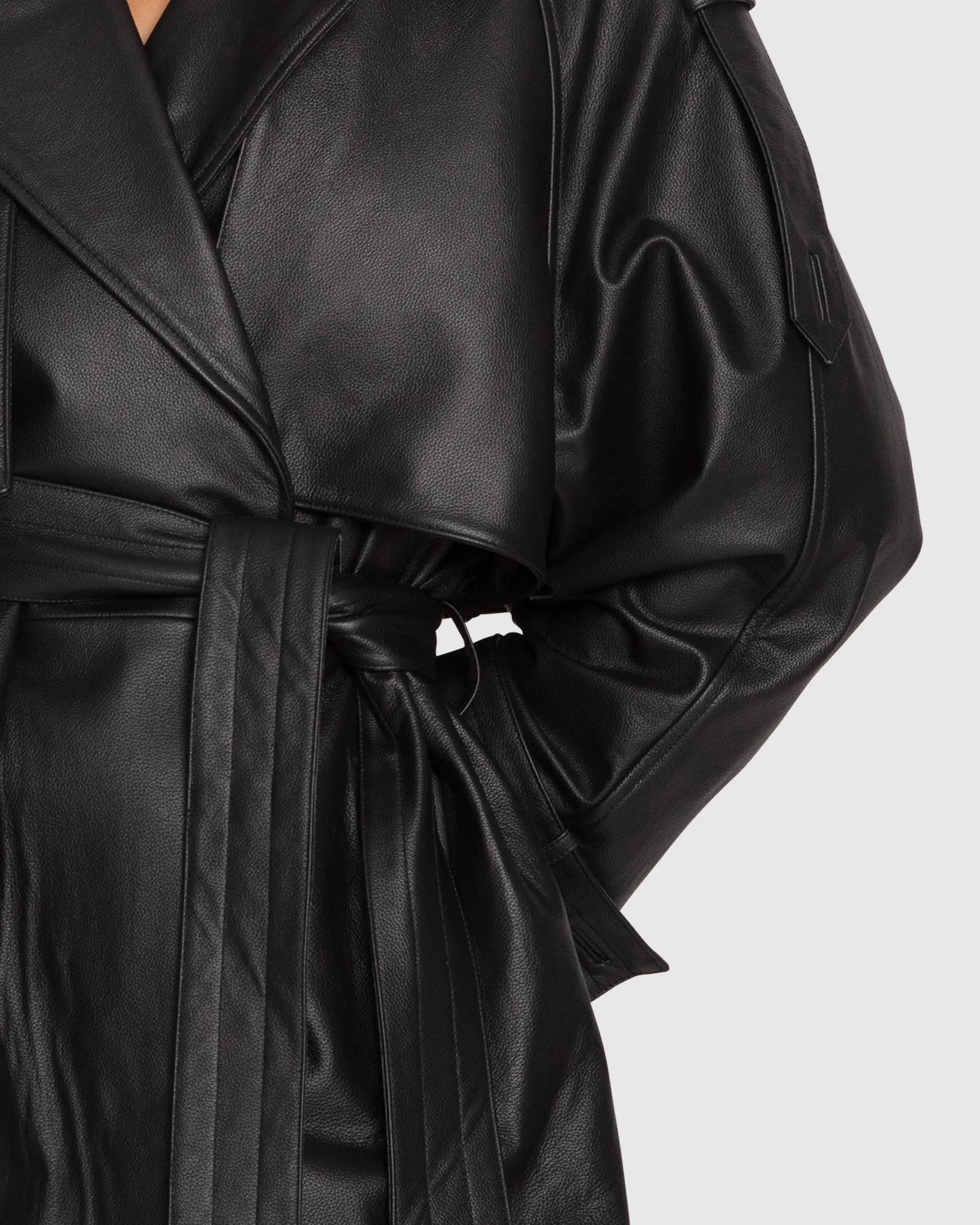 Forevermore Leder-Trenchcoat - Schwarz