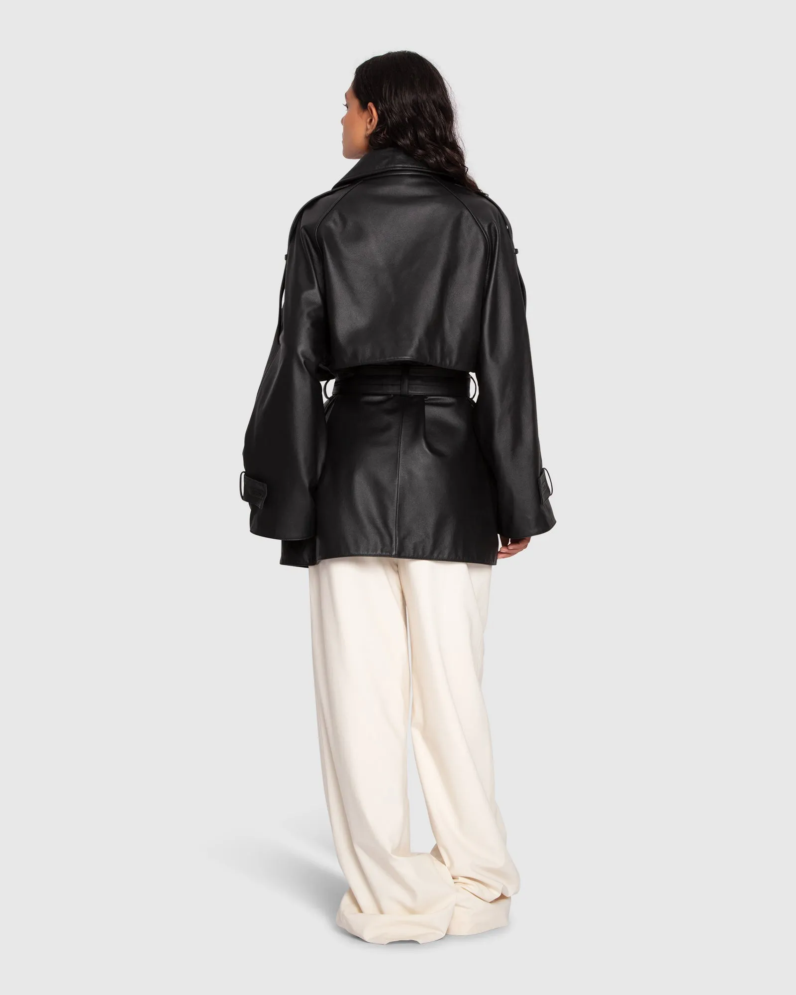 Forevermore Leder-Trenchcoat - Schwarz