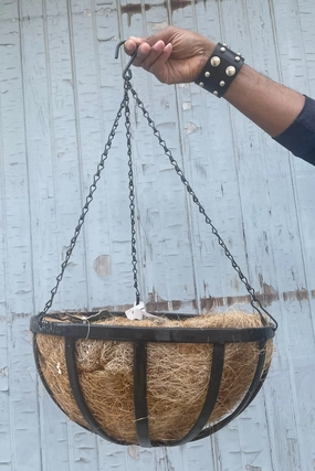 Forge Hanging Basket w/ Coco Liner 14",indoor flower container