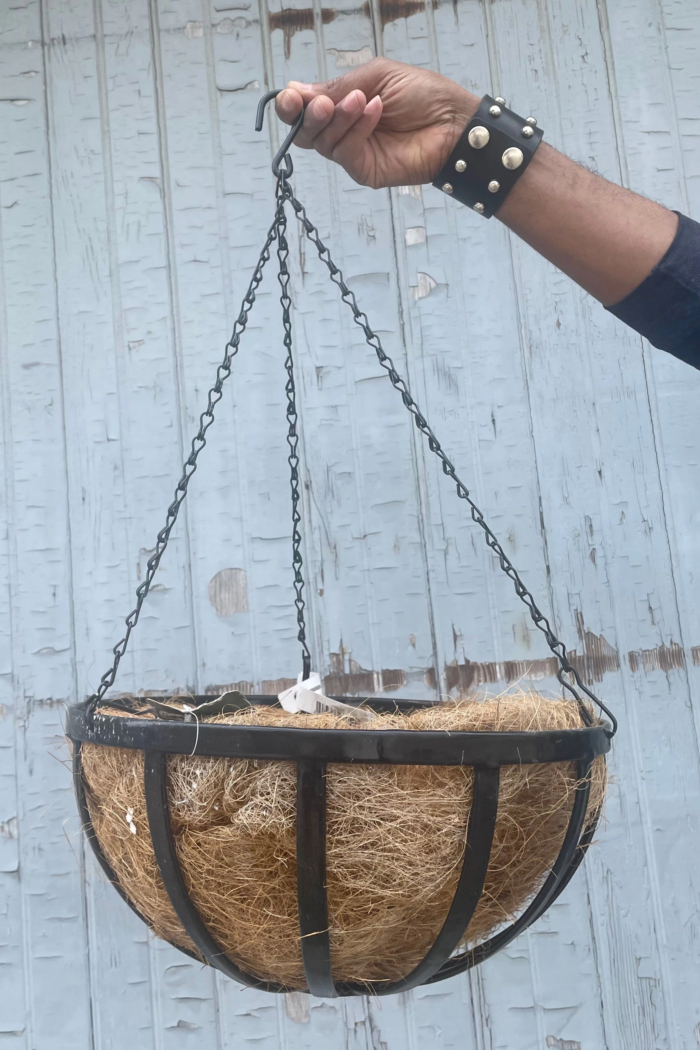 Forge Hanging Basket w/ Coco Liner 14",indoor flower container