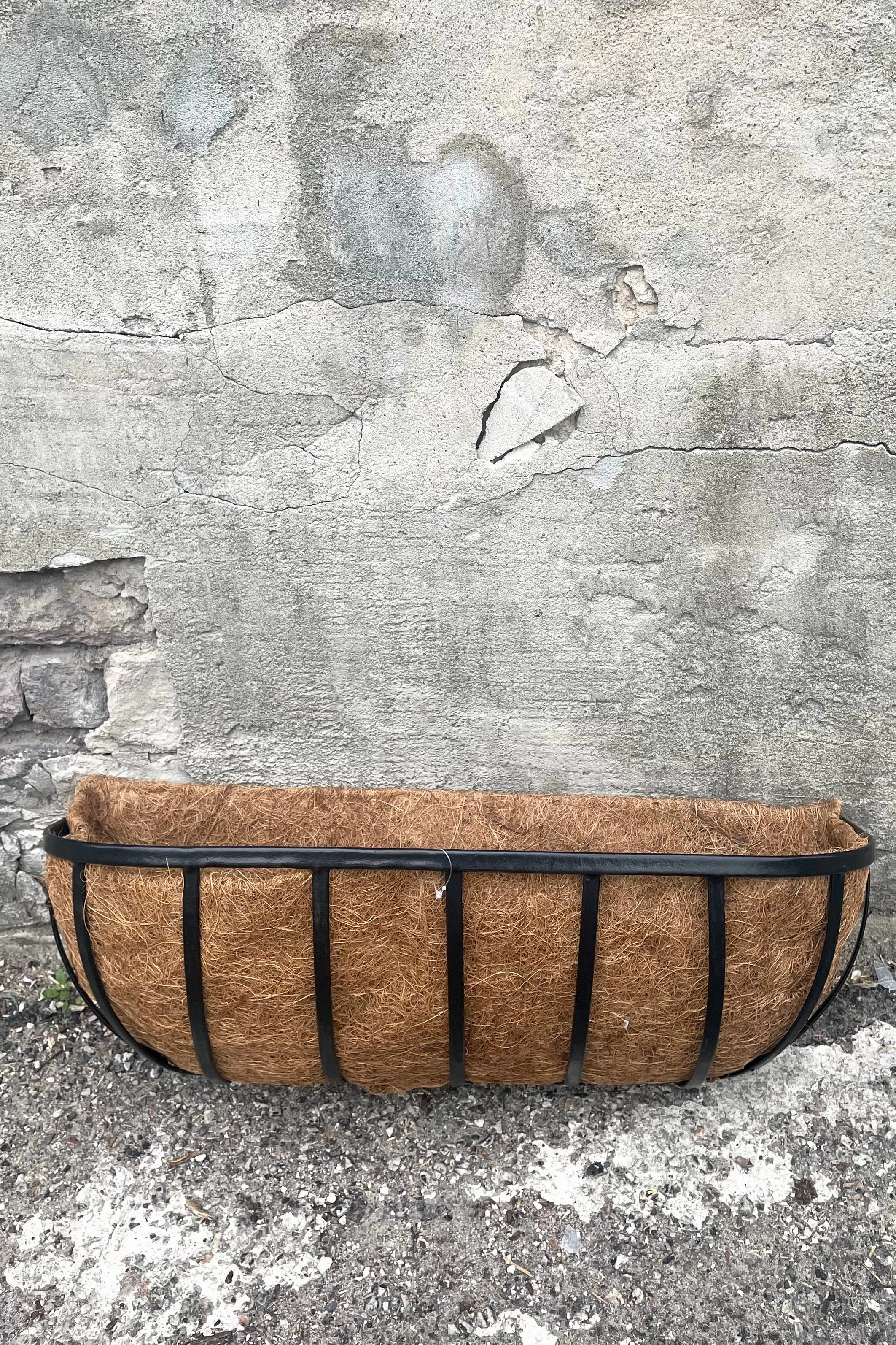 Forge Wall Trough with Coco Liner 24",potted plant decor