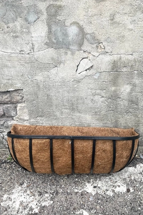 Forge Wall Trough with Coco Liner 24",potted plant decor