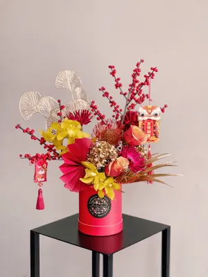 Fortune of Dragon Mini Hatbox,realistic flower bouquet 