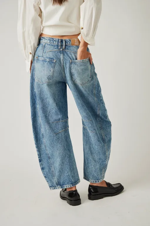 Free People Glücksbringer Mid-Rise Barrel Jeans
