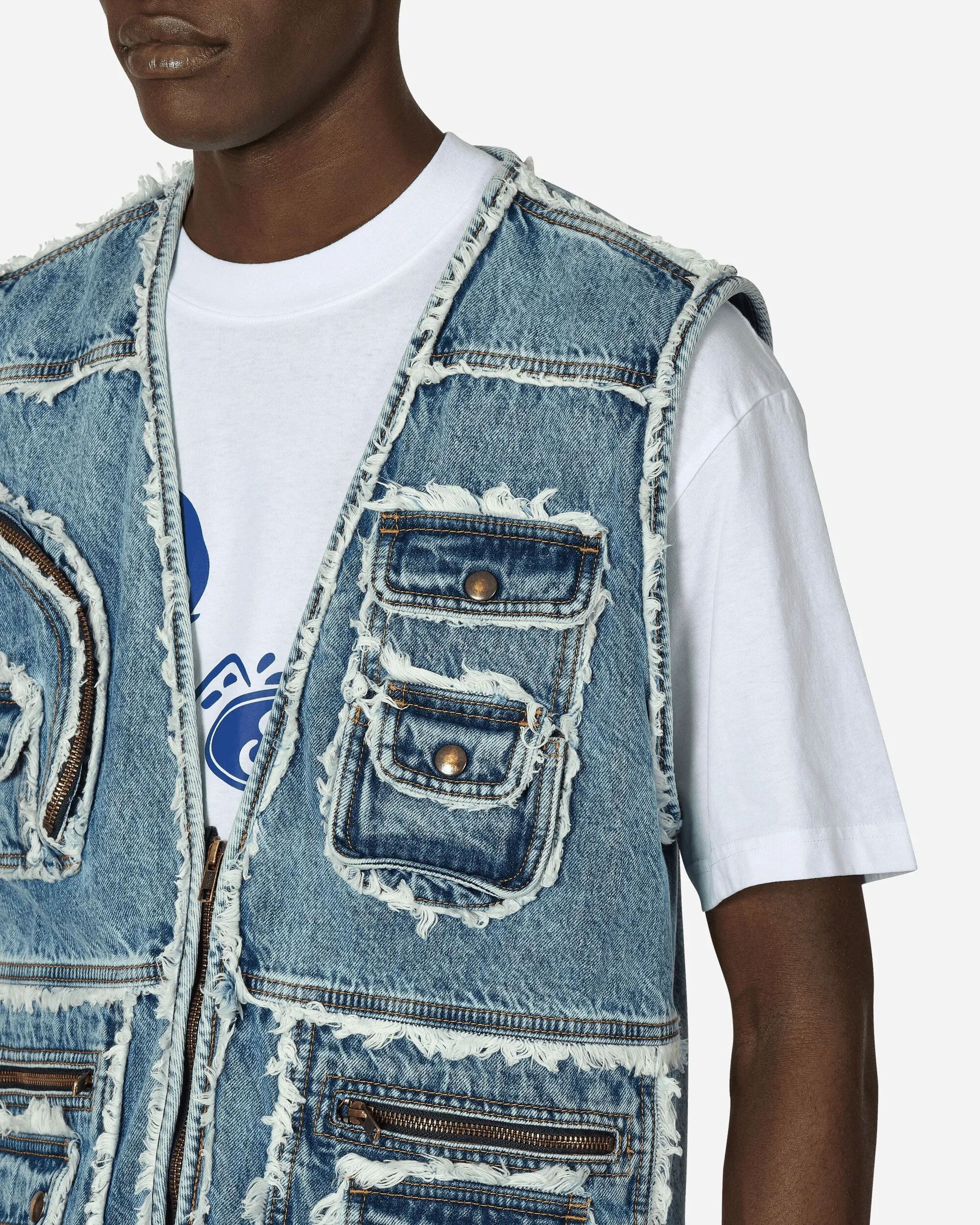 Französischer Nutz-Denim-Weste Blau
