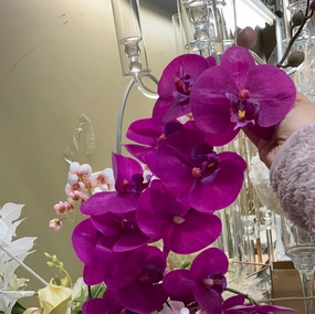 FUCHSIA LARGE REAL TOUCH PHALAENOPSIS ORCHID artificial flower bouquet  