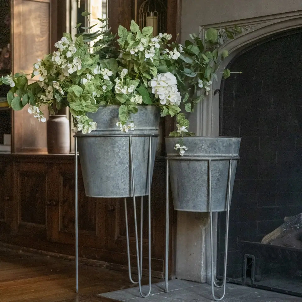 Galvanized Standing Planter Set,classic ceramic flowerpot