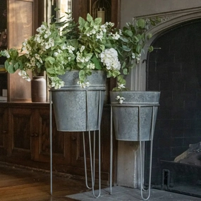Galvanized Standing Planter Set,classic ceramic flowerpot