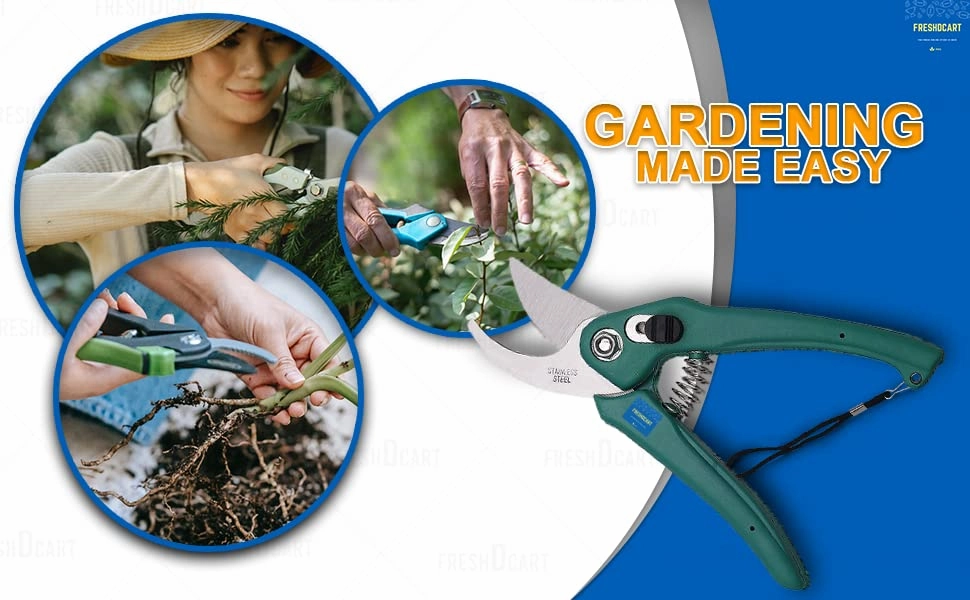 Garden Plant Branch Scissors Flower Cutting Cutter Pruning Bypass Secateurs Trimmer Carbon Steel Blade with Lock Set of 1
