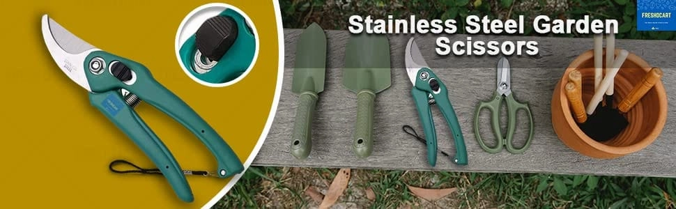 Garden Plant Branch Scissors Flower Cutting Cutter Pruning Bypass Secateurs Trimmer Carbon Steel Blade with Lock Set of 1