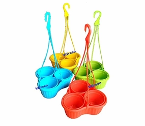 Garden Store Plastic Hanging Planter (3.5 inch), Set of 3,hanging suspension frame