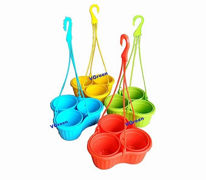 Garden Store Plastic Hanging Planter (3.5 inch), Set of 3,hanging suspension frame