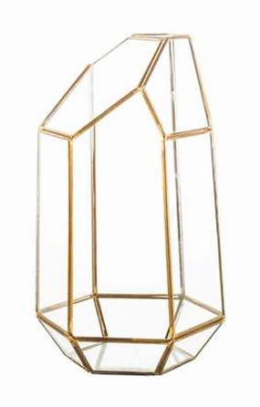 GEOMETRIC 9.5"x5" PLANTER GLASS TERRARIUM VASE (Gold)- GEO1,aesthetic flower vase