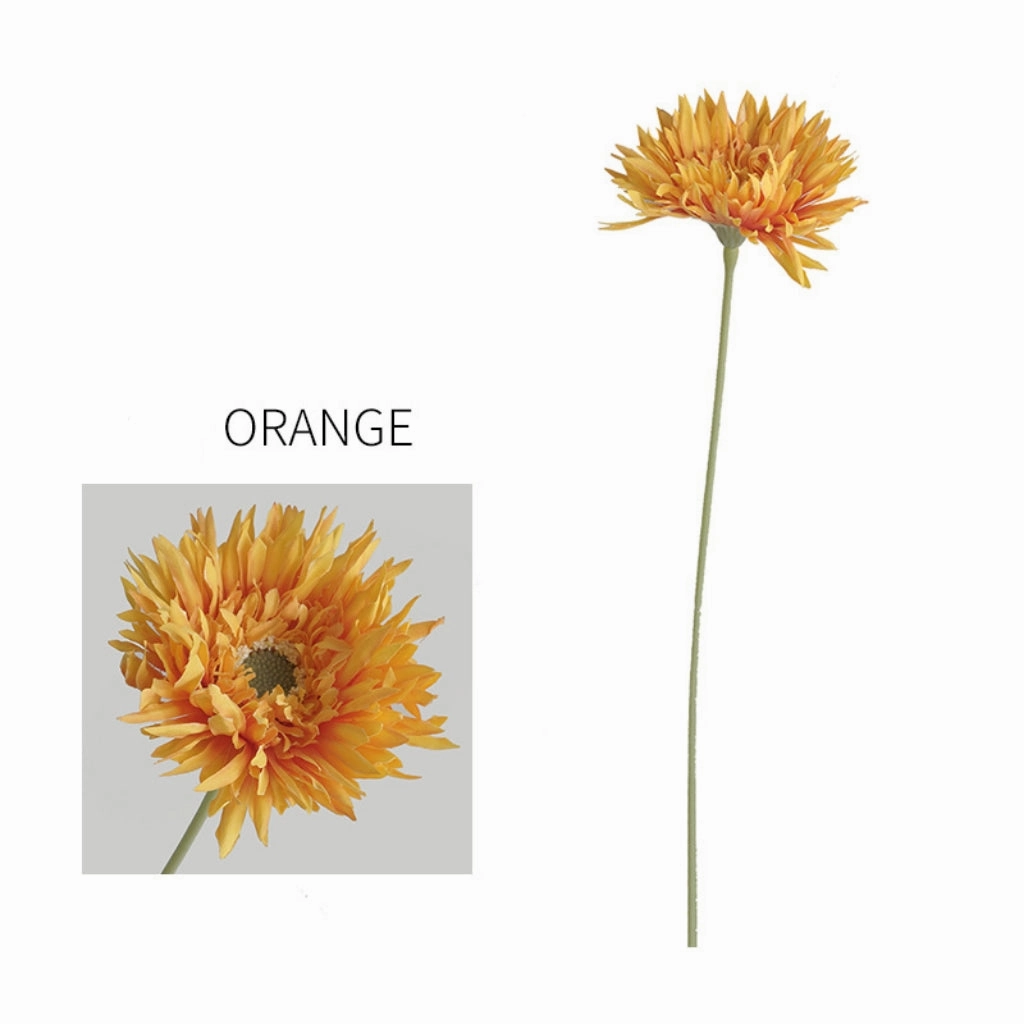 Gerbera Fluffy Petals Artificial Silk Flower Stem 5 Color Selections GERBERA007-0011