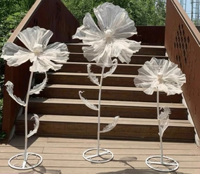 Giant white rose on stand set of 3 mesh tulle new arrival artificial flower bouquet  