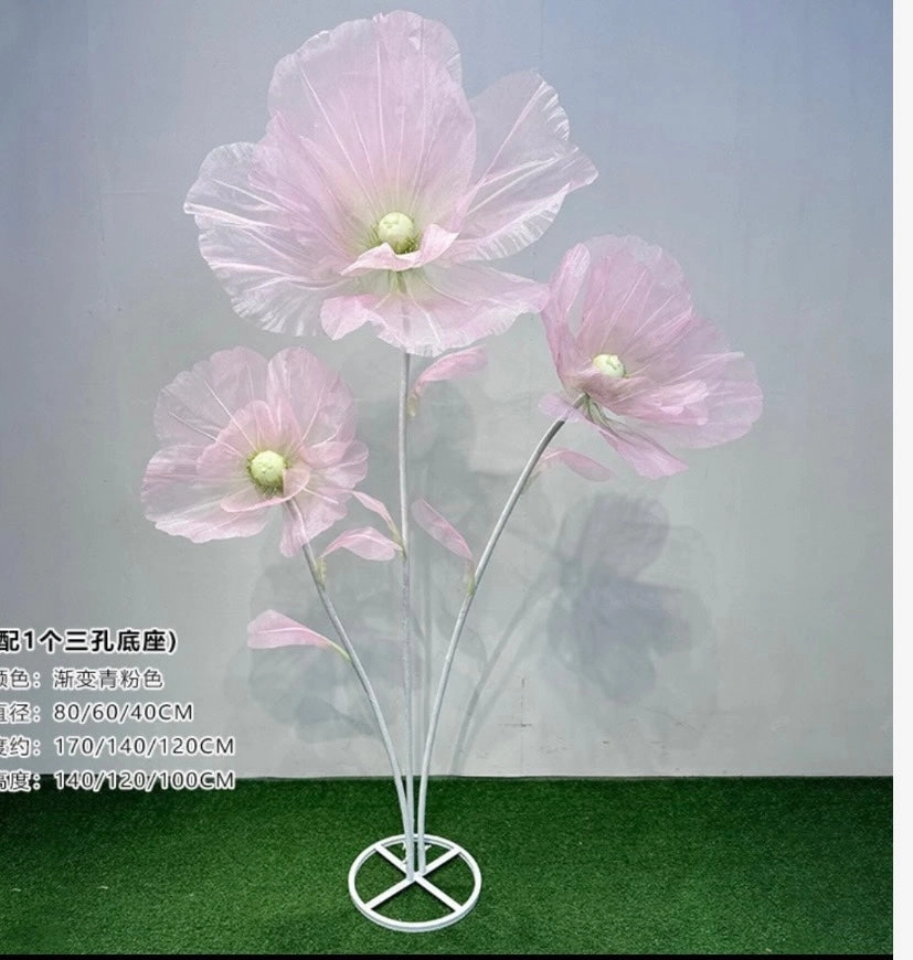 Giant white rose on stand set of 3 mesh tulle new arrival