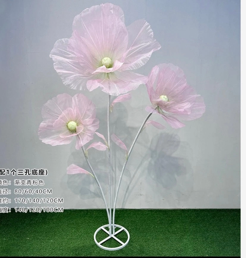 Giant white rose on stand set of 3 mesh tulle new arrival