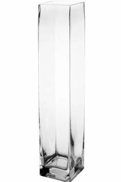 Glass Square Vase 16"Hx4"x4"