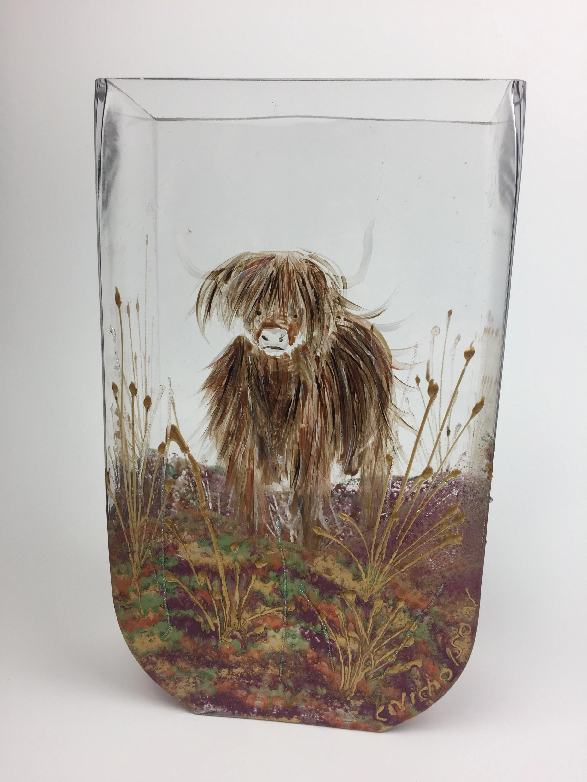 glass tank - highland cattle,classic table vase