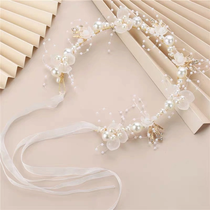 Gold and pearl Head piece for flower girl birthday party hairband head band